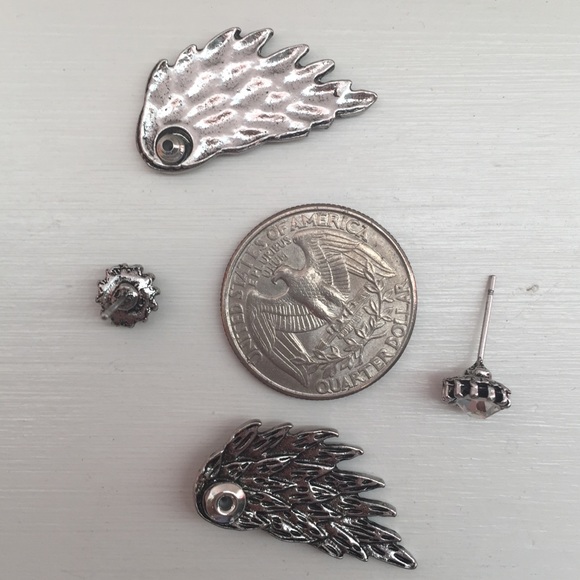 🆑10/$25🆑𝗖𝗟𝗘𝗔𝗥𝗔𝗡𝗖𝗘 Crystal Wing Gun Jacket Earrings NEW - Picture 6 of 9